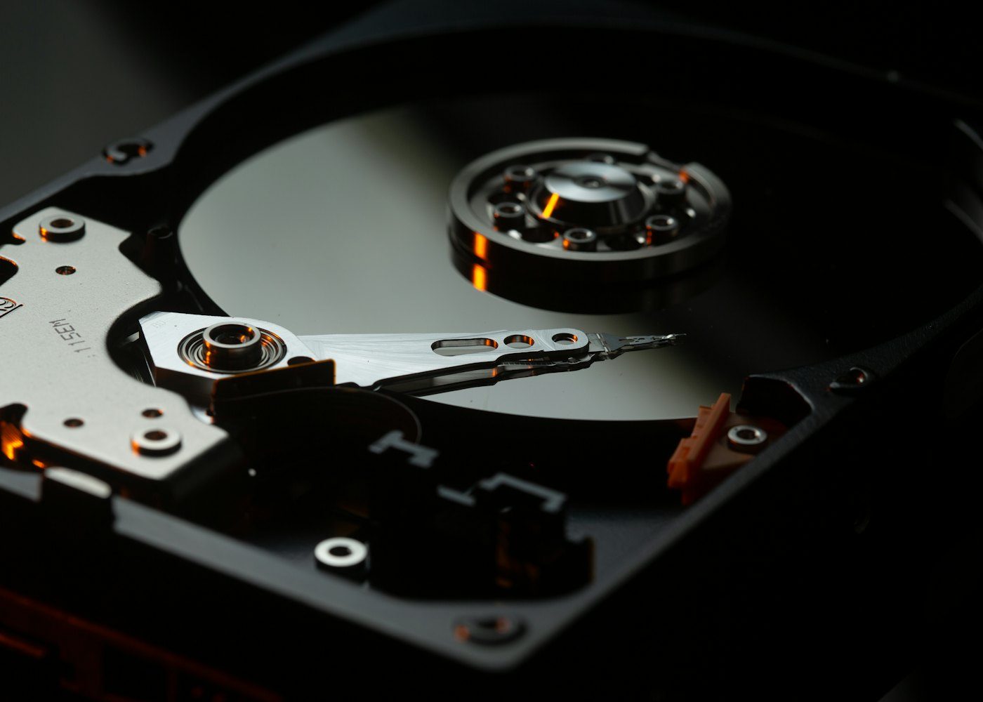 Close view of a hard drive platter